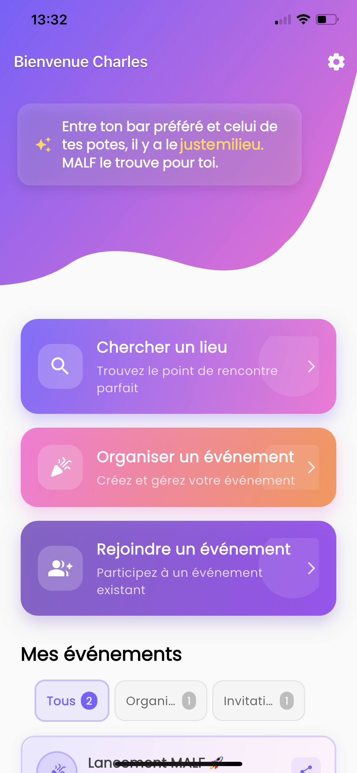 Interface d'accueil MALF