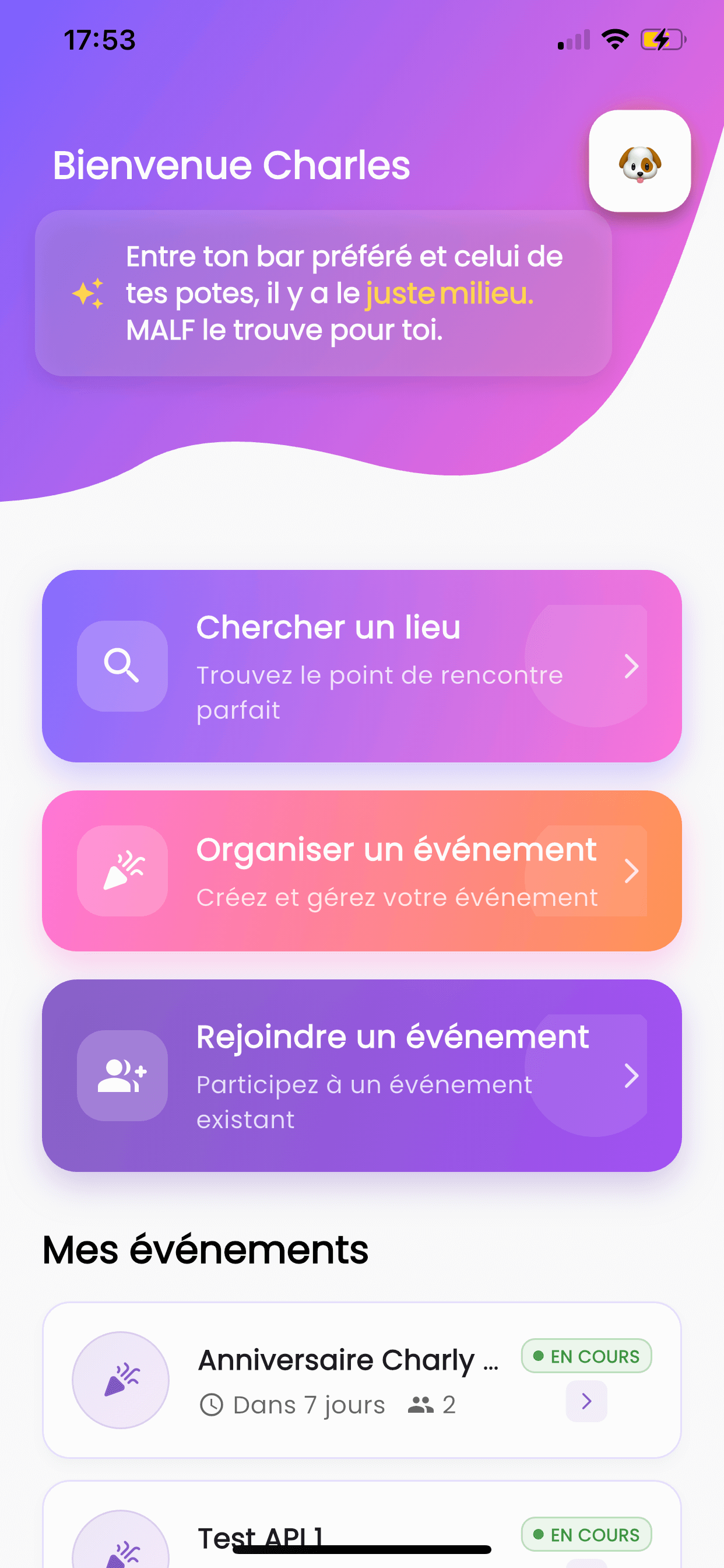 Interface d'accueil MALF
