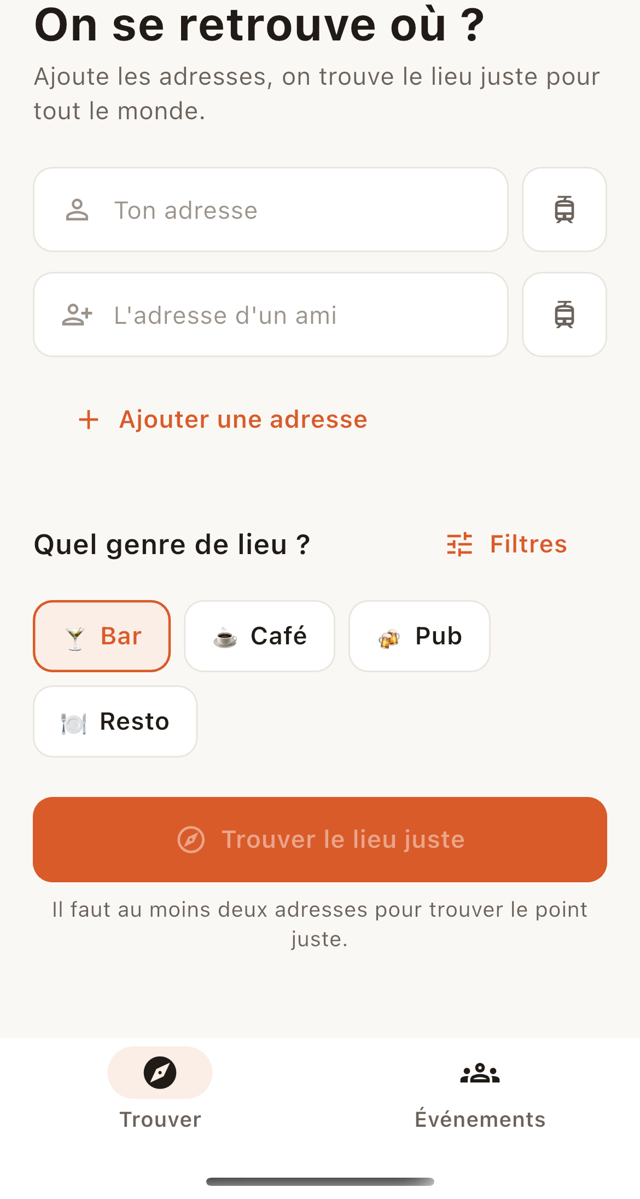 Écran de recherche : ajoute les adresses